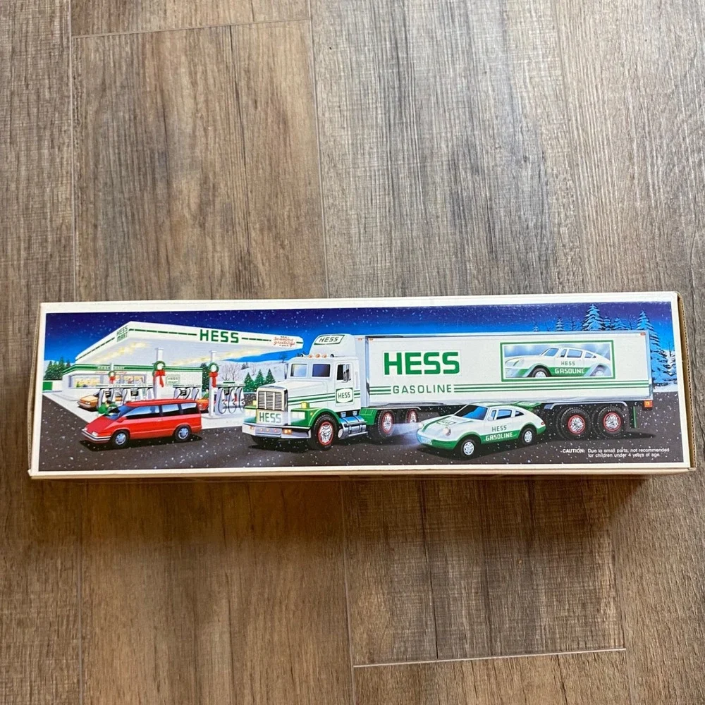 Vintage 1992 Hess 18 Wheeler and Racer Toy Truck Set with Original Box Tested